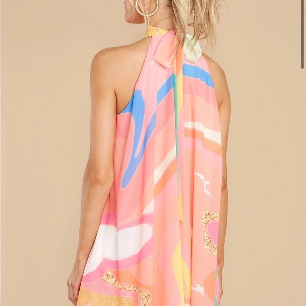 DREAMS AND DREAMERS PEACH PINK MULTI DRESS‎